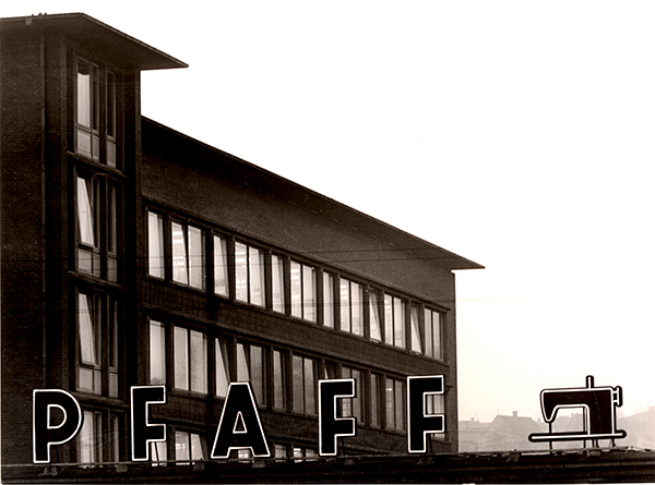 Neues Verwaltungsgebäude und Schriftzug Pfaff (Quelle: Stadtarchiv KL)